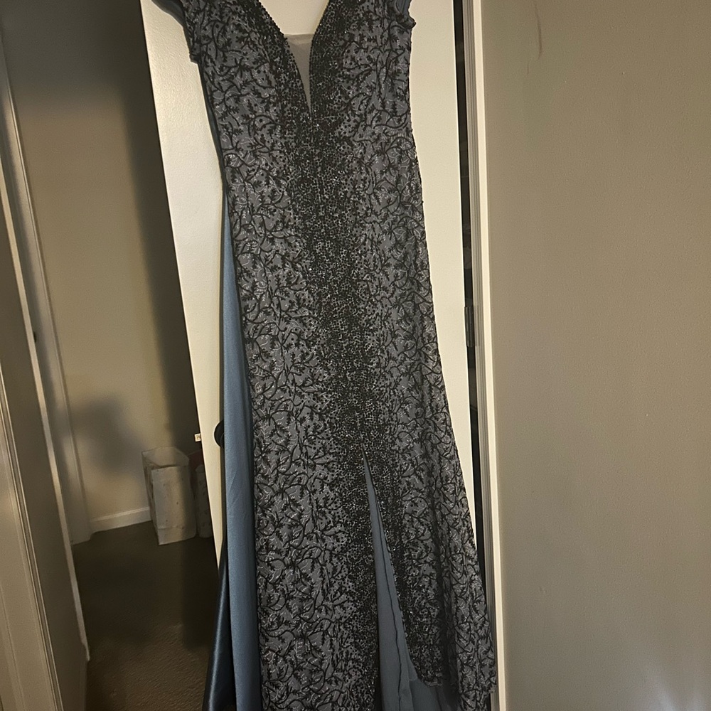 Elegant Black and Gray Evening Gown